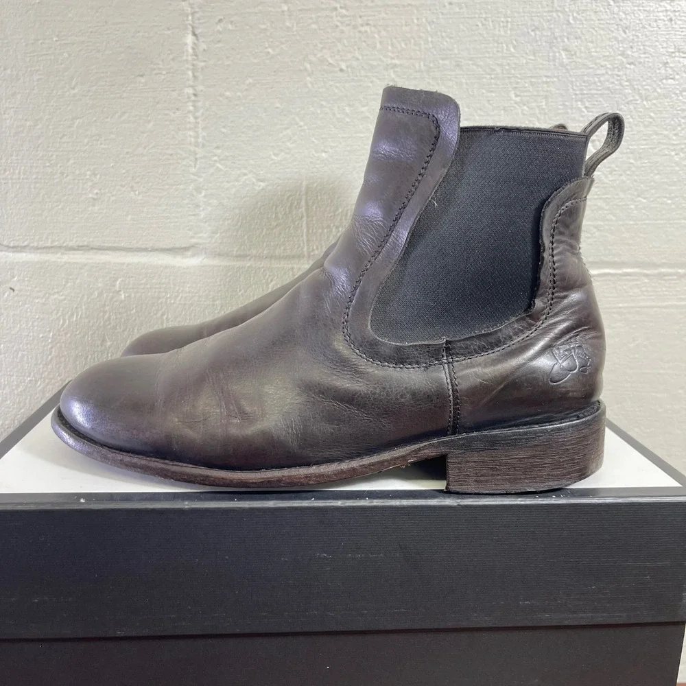 John Fluevog Chelsea Boots 81429 Brown Leather Pull On Men's 9 M Made In Mexico